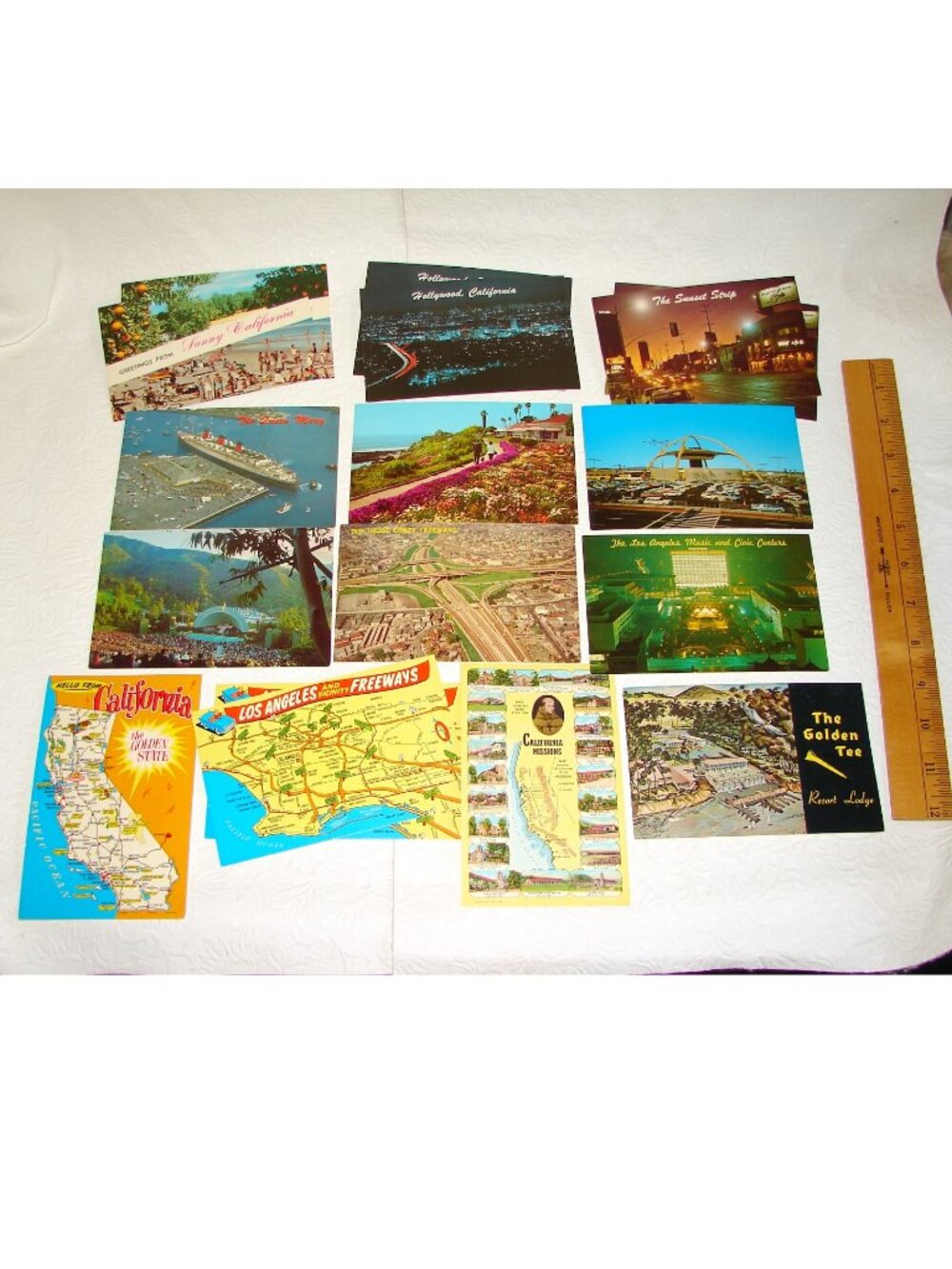 Vtg 1960s California POSTCARD Lot of 17, Hollywood, Sunset Strip, L.A.,Morro Bay